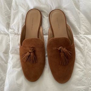 Suede Slides with Fringe Tassel Detail